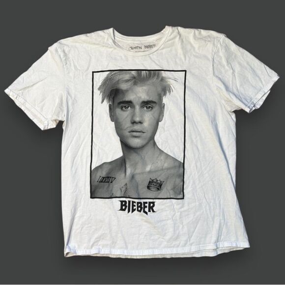 Justin Bieber Tops - Justin Bieber Tour Tee Purpose Sorry White Graphic Crew Neck T-Shirt Sz XL